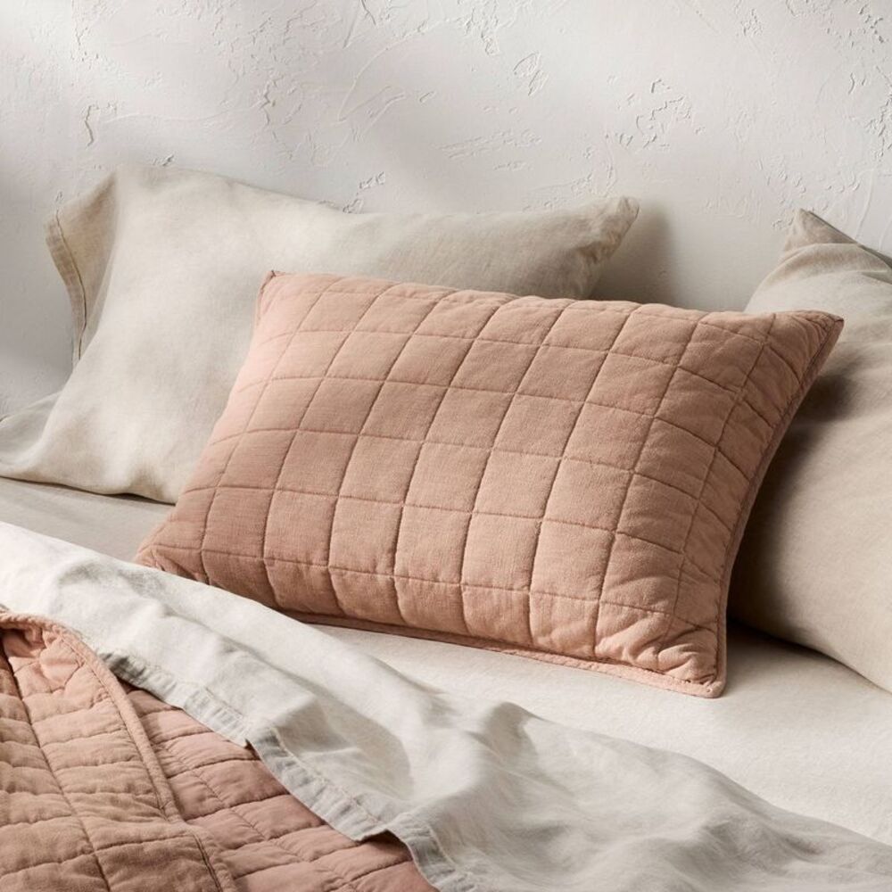 King Heavyweight Linen Blend Quilt Sham Light Adobe Clay - Casaluna